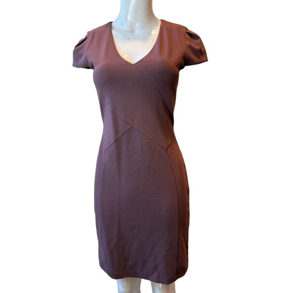 Express Womens Sheath Mini Dress Cap Sleeve Back Zip Dark Mauve Pink Size XS - Picture 2 of 9